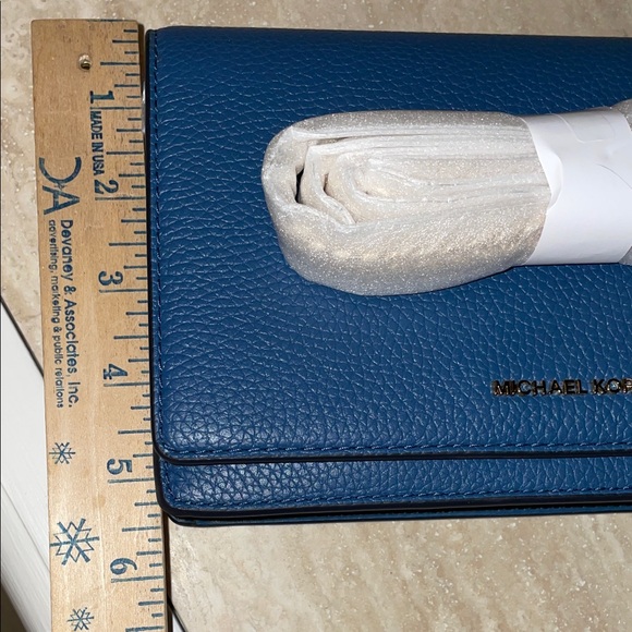 NWT- Michael Kors Blue Clutch - With Gold Chain
